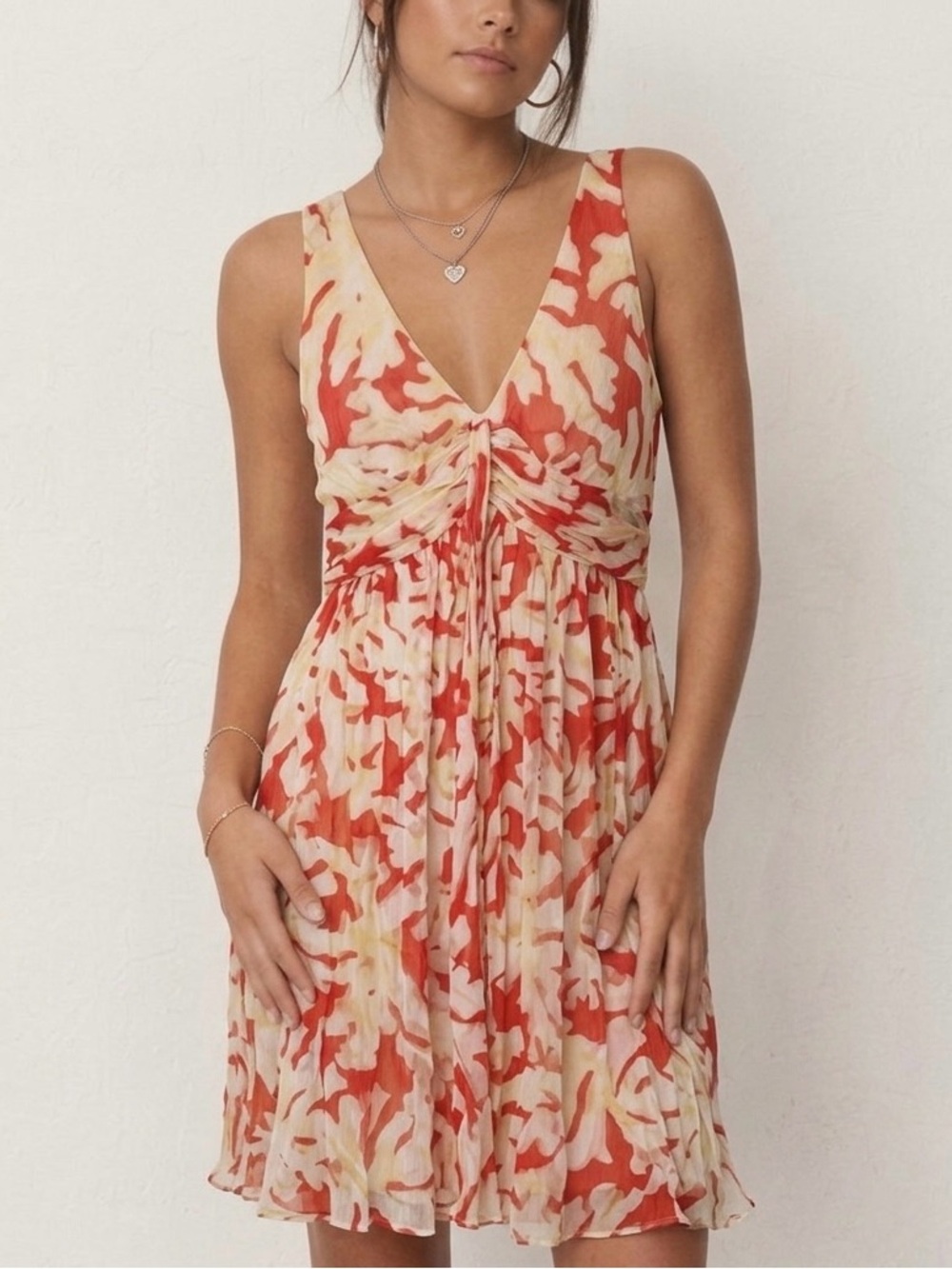 Diane Von Furstenberg Aizel Dress Red Cream Coral Reef Print Silk Dress …